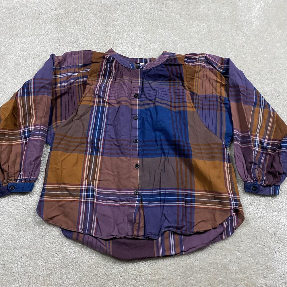 Madewell Blouse Womens S Multicolor Plaid Button Front Cotton Boho Top Shirt